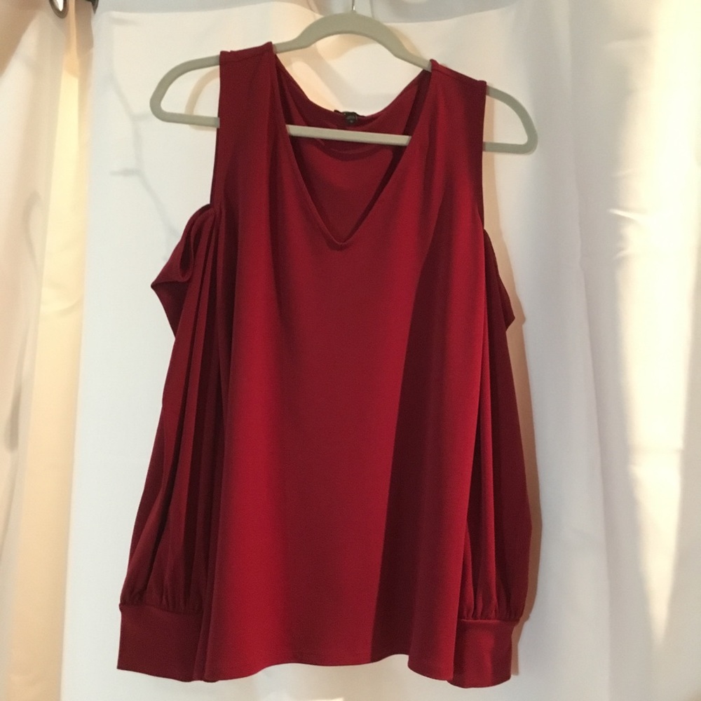 Express Red Cold Shoulder Top